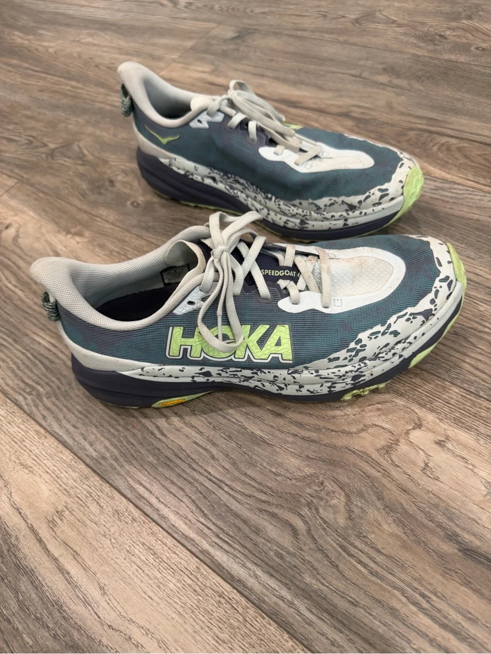 Hoka Men's Athletic Shoes in Teal and Lime Accent